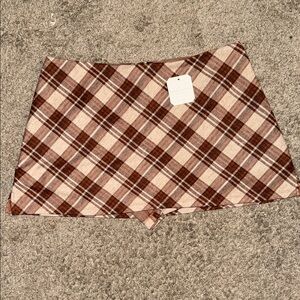 Altar’d State Plaid Brown Mini Skirt
